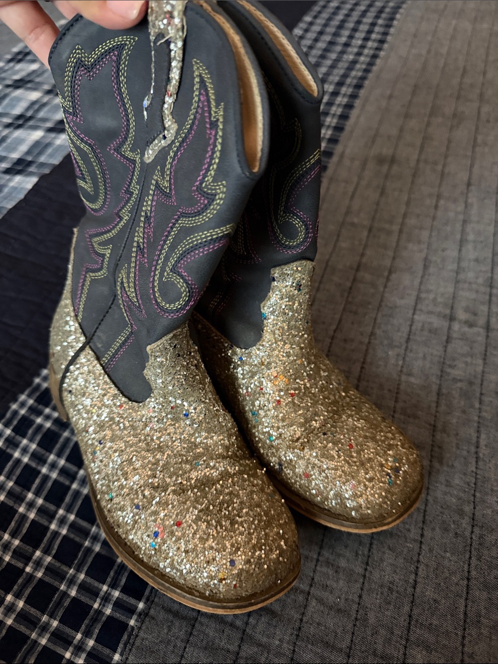 Gold Glitter Western Cowgirl Boots - little girls